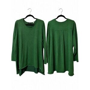 Tahari T Green High Low Tunic Sweater Rayon Knit Plus Size 2X